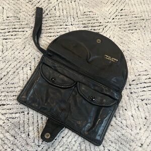 Vintage Leather Charles Jourdan Black Clutch Purse/ Wristlet, Made in Italy 🇮🇹